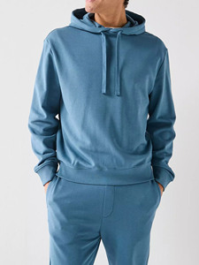 Conjunto Deportivo de Sudadera con Capucha Azul para Hombre, Corte Regular, Felpa Francesa de Algodón, Pantalones Deportivos Casuales para Otoño - Product Image 3