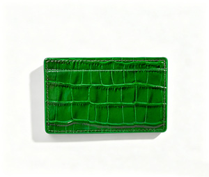 [Producto Destacado] Cartera Delgada de Cuero con Grabado de Cocodrilo Castello, Tarjetero Abierto de Poliéster en Negro, Azul Marino, Rojo y Verde - Product Image 3
