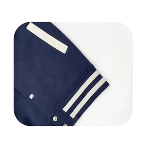 Veste de sport pour homme bleu marine avec manches et rayures blanches, style preppy, coupe classique, en coton et polyester, pour l'automne - Product Image 4