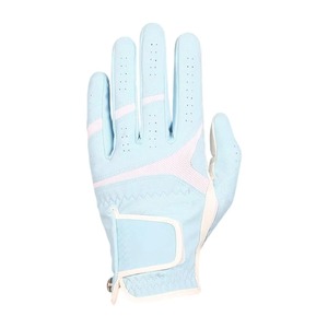 Golf Gloves Unisex White and Light Blue Genuine Leather Breathable <b>Snap</b> Closure Right Hand Sports Use - Product Image 4