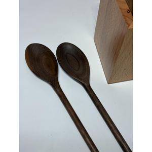 Ensemble de 4 cuillères avec support en bois de manguier et d'acacia, ustensiles de cuisine et de table pratiques et parfaits, couleur noyer, sans danger pour les aliments, avec support - Product Image 1