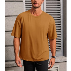 Camisetas de algodón para hombre, tallas grandes, 220 g/m², cuello caído, lisas, con impresión personalizada de BD - Product Image 2