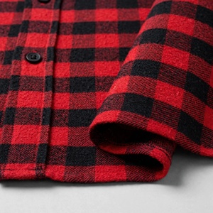 Chemise en flanelle à carreaux rouge et noir pour homme, manches longues, col rabattu, anti-rides, 100% coton, vêtements d'automne - Product Image 5
