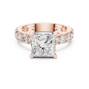 Anillo de compromiso y aniversario Aries Jewel Classic Pave Band con diamante de laboratorio de corte princesa de 3 CT E VS en oro macizo de 14K - Product Image 5