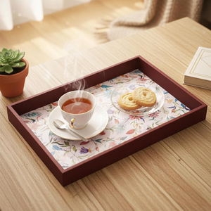 Bandeja de Servir de Madera Hecha a Mano de Lujo, Acabado Natural Suave, Ideal para Decoración de Mesa de Centro en Hoteles, Hogares y Cocinas, Suministro al por Mayor - Product Image 1