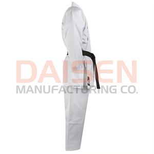 Uniforme de Taekwondo pour enfants, ceinture blanche et noire, vêtements d'arts martiaux en coton, coupe régulière pour garçons, kit d'entraînement durable en stock - Product Image 3