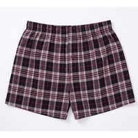 Boxers mi-hauts pour hommes en tissu écossais tissé, taille élastique, boutonnage frontal, respirants, en polyester/coton, logo personnalisé, confortables