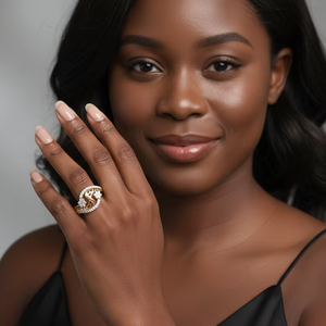 Bague florale de luxe en or pour femme avec un design élégant en filigrane et ajouré, bijoux de mariage - Product Image 2