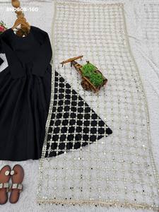 Conjunto de Plazzo-Kurta y Dupatta de Seda Romana de Alta Calidad para Uso Ocasional, con un Diseño Elegante, Fabricante de Moda Femenina - Product Image 3