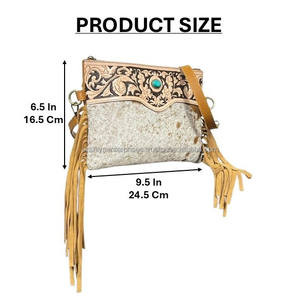 Factory Price Wholesale Women's Fashion Shoulder Handbags Tooled Cowhide Fur Leather Adjustable Strap Large Capacity Fringebags - Product Image 2