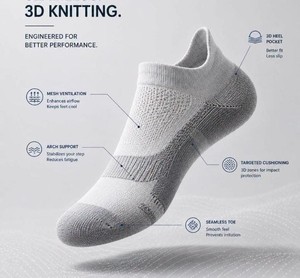 3D Knitted Solid Summer No Show Sports <b>Socks</b> Breathable Ankle Athletic Cushioned Seamless Toe for <b>Running</b> Training - Product Image 2