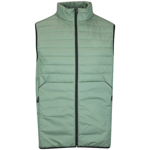 Chaleco Acolchado Verde para Hombre con Cuello Alto, Cierre de Cremallera, Cortavientos, Formal, Ropa de Invierno, Color Sólido, Relleno de Poliéster, Corte Regular - Product Image 1