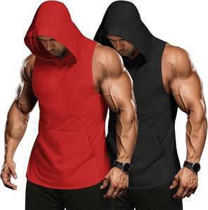 Men Workout Hooded Tank Tops Sports Bodybuilding Stringer Muscle Cut Off T Shirt Men's Sleeveless Gym Hoodies - Product Image 2