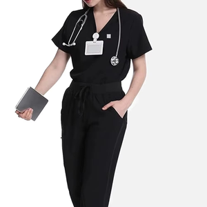 Men V-Neck Medical <b>Clothes</b> Soft Quick Dry Nursing <b>Scrub</b> Sets Dental Laboratory Polyester Spandex <b>Scrub</b> Jumpsuit - Product Image 4