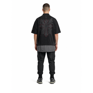 เสื้อยืดเทคแวร์ผู้ชายไซส์ใหญ่ ผ้าฝ้ายผสมไนลอน คอเต่า ป้าย OEM แบบกำหนดเอง ทรงโอเวอร์ไซส์ สตรีทแวร์แบบโมดูลาร์ - Product Image 2