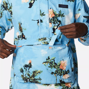 Custom Hooded Front Logo 100% Polyester <b>Canvas</b> Coach <b>Jackets</b> <b>Men's</b> Winter Season High Quality OEM Service Floral Pattern Pockets - Product Image 6