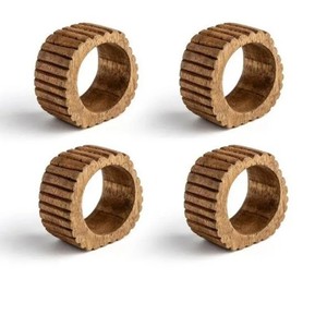 Juego de 4 servilleteros de madera hechos a mano – Decoración de mesa minimalista escandinava - Product Image 1