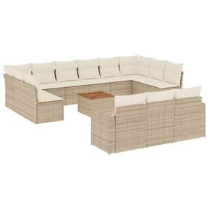 Ensemble de canapés de jardin beige crème blanc, collection de 14 meubles d'extérieur élégants - Product Image 2