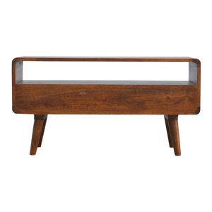 Unità multimediale elegante carrello portaoggetti in legno massello curvo castagno - Product Image 4