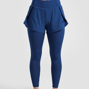 Nouveau design, leggings de yoga décontractés 2-en-1 en polyester et coton tricoté, taille mi-haute, séchage rapide et respirants, haute qualité - Product Image 1