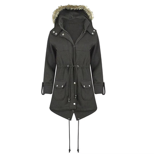 Women Genuine Leather Winter Parka <b>Jacket</b> with Hood Breathable Fleece Lined Windproof <b>Long</b> Sleeve Animal Print Thick Warm Coat - Product Image 4