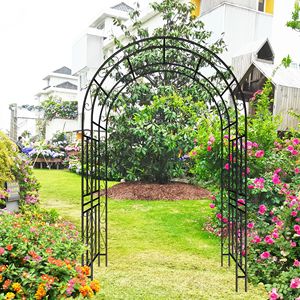 Arco da Giardino in Metallo Nero con Dimensioni L59 x L17.71 x H90.55, Supporto per Piante Rampicanti, Traliccio per Rose, Recinzione/Porta da Esterno - Product Image 4