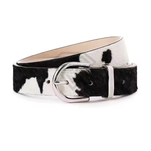 Cinturón de Cuero Genuino con Estampado de Vaca de Alta Calidad Personalizado para Mujer, Cinturón de Cintura de Cuero con Estampado Animal de Lujo con Hebilla Plateada - Product Image 4