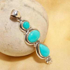 Mejor Precio, Turquesa Natural, Forma Ovalada, Engaste en Bisel, Plata de Ley 925 Sólida, Colgante Hecho a Mano para Mujer, Joyería de Regalo - Product Image 2