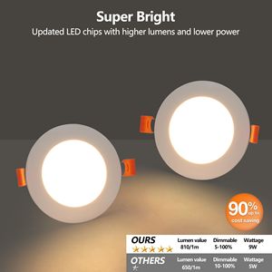 Confezione da 12 Faretti LED da Incasso Ultra-Sottili da 4 Pollici, 2700K 5000K, Dimmerabili, Cambio Colore, 9W 810LM, con Scatola di Giunzione - Product Image 3