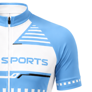 Ensemble maillot et short de cyclisme personnalisé bleu clair et blanc, manches courtes, fermeture éclair intégrale, respirant, rembourré, uniforme de vélo pour la course et l'entraînement sportif - Product Image 6