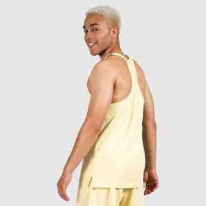 Men's <b>Yellow</b> Sleeveless <b>Tank</b> <b>Top</b> Solid Color Cotton Casual Breathable Knitted O-Neck Style - Product Image 3