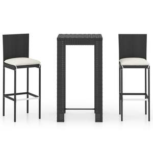 Conjunto de Bar de Jardín de Ratán PE Negro con Acero con Recubrimiento en Polvo y Poliéster, Muebles de Patio Elegantes - Product Image 2