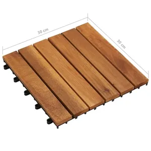 Dalles de terrasse contemporaines en bois d'acacia antidérapantes à emboîtement - Product Image 2