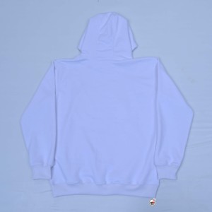 เสื้อฮู้ดผู้ชายสีขาว ผ้าฟลีซปักโลโก้ด้านหน้า แขนปกติ ระบายอากาศได้ดี ขายส่ง มีเชือกผูก เหมาะสำหรับฤดูหนาว - Product Image 5