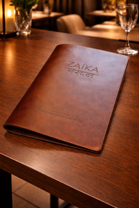 Porte-menu en cuir PU, porte-documents avec coins en métal pour restaurant, hôtel, café, réception - Product Image 5