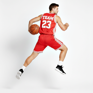 Ensemble d'uniformes de basketball OEM de qualité supérieure, couleur rouge, maillot sans manches respirant avec short, séchage rapide, tissu sergé, personnalisable - Product Image 4