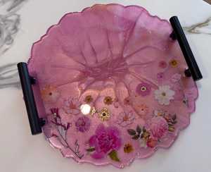 ถาดเรซิ่นอาเกตสีดำขนาดใหญ่ – ถาดเสิร์ฟทรงจีโอดทำมือพร้อมขอบแก้ว ของตกแต่งบ้านสุดหรู ที่จัดระเบียบโต๊ะกาแฟ ของขวัญ - Product Image 1