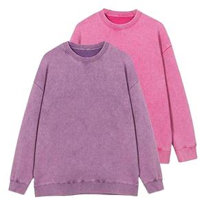 Sweat-shirt pour homme avec logo personnalisé, sweat-shirt lourd à col rond 100% coton, lavage à l'acide, pour homme - Product Image 3