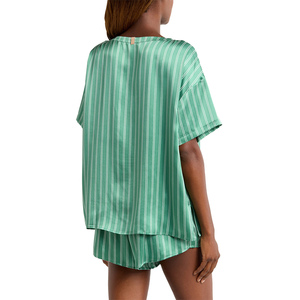 Nuevo Diseño de Pijamas de Satén para Dormir, Conjunto de 2 Piezas Económico para Mujer, Pantalones de Manga Corta, Pijamas de Seda Transpirable para Primavera Verano - Product Image 2