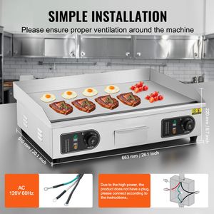 Piastra Elettrica Commerciale 2800W in Acciaio Inox da Banco con Temperatura Regolabile 25.98x15.75x0.39in 122 572 F - Product Image 5