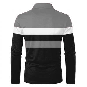 Polos de manga larga con botones para hombre, polos de golf de verano para hombre, polos de golf de color sólido personalizables, polos de golf elásticos en cuatro direcciones, corte ajustado. - Product Image 2