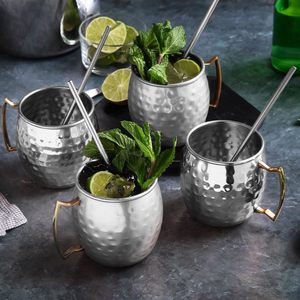 Factory Supply Stainless Steel Beer Wine Coffee Mugs Moscow Mule <b>Cups</b> with Brass Handle Metal Mugs for Wedding Bar Party - Product Image 1