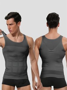 Men's Gray Sleeveless Tank Top O-<b>Neck</b> Solid Color Breathable Knitted Casual Wear - Product Image 1