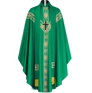 Túnica Sacerdotal Verde para Iglesia con Diseños Personalizados, Tallas Grandes, Holgada, Transpirable y Personalizable - Product Image 1
