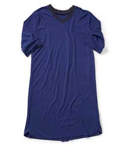 Bata de paciente adaptable para hombres con discapacidad, de algodón tejido azul marino, uniforme de hospital, sin costuras, cuello en V, manga larga, ropa de recuperación - Product Image 3