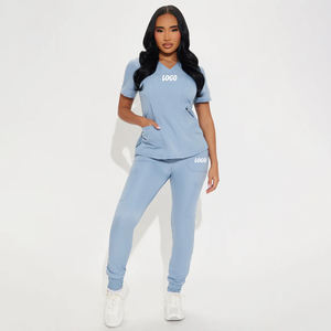 Conjuntos de Uniformes Médicos Personalizados con Logotipo de Fábrica para Mujer - Uniforme de Enfermera/Doctora en Tela Elástica de Lona para Uso Hospitalario en Todas las Estaciones - Product Image 1