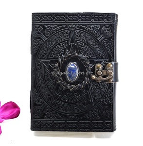 Journal en cuir le plus vendu avec incrustation de lapis-lazuli et design en relief floral pour cadeau d'affaires - Product Image 3