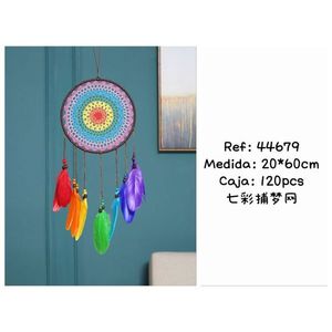 Acchiappasogni colorato 20x60 cm da appendere con piume per decorazioni domestiche - Product Image 3