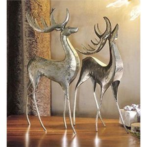 Modern Decorative Metal Stag Sculpture Antique Silver Reindeer Ornament Wholesale Luxury Holiday Home Accent Table Centerpiece - Product Image 1