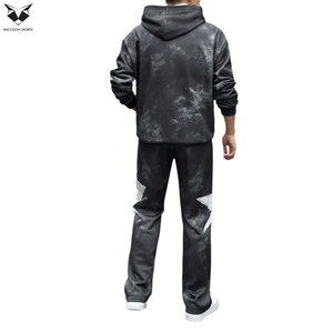 Men Casual <b>Tie</b> <b>Dye</b> Star Print With Wholesale Rate Kangaroo Pocket Drawstring Hooded Sweatshirts And Loose Straight Pants <b>Sets</b> - Product Image 2